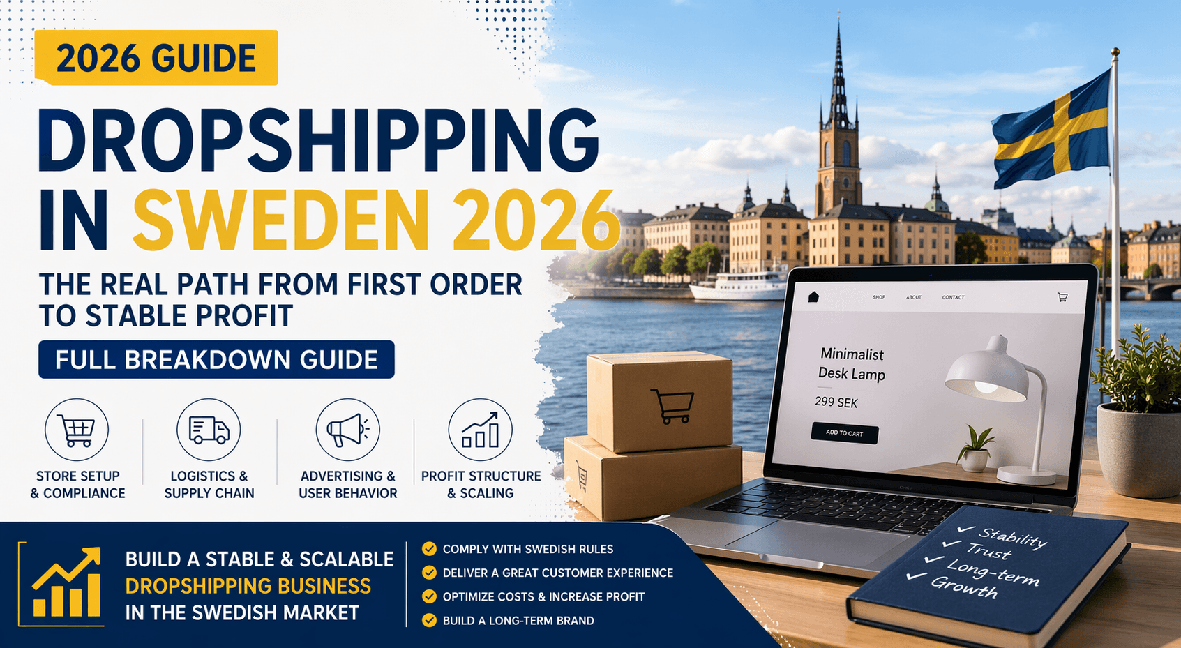 Cover image: Dropshipping in Sweden 2026: Real Path From First Order to Stable Profit (Full Breakdown Guide)