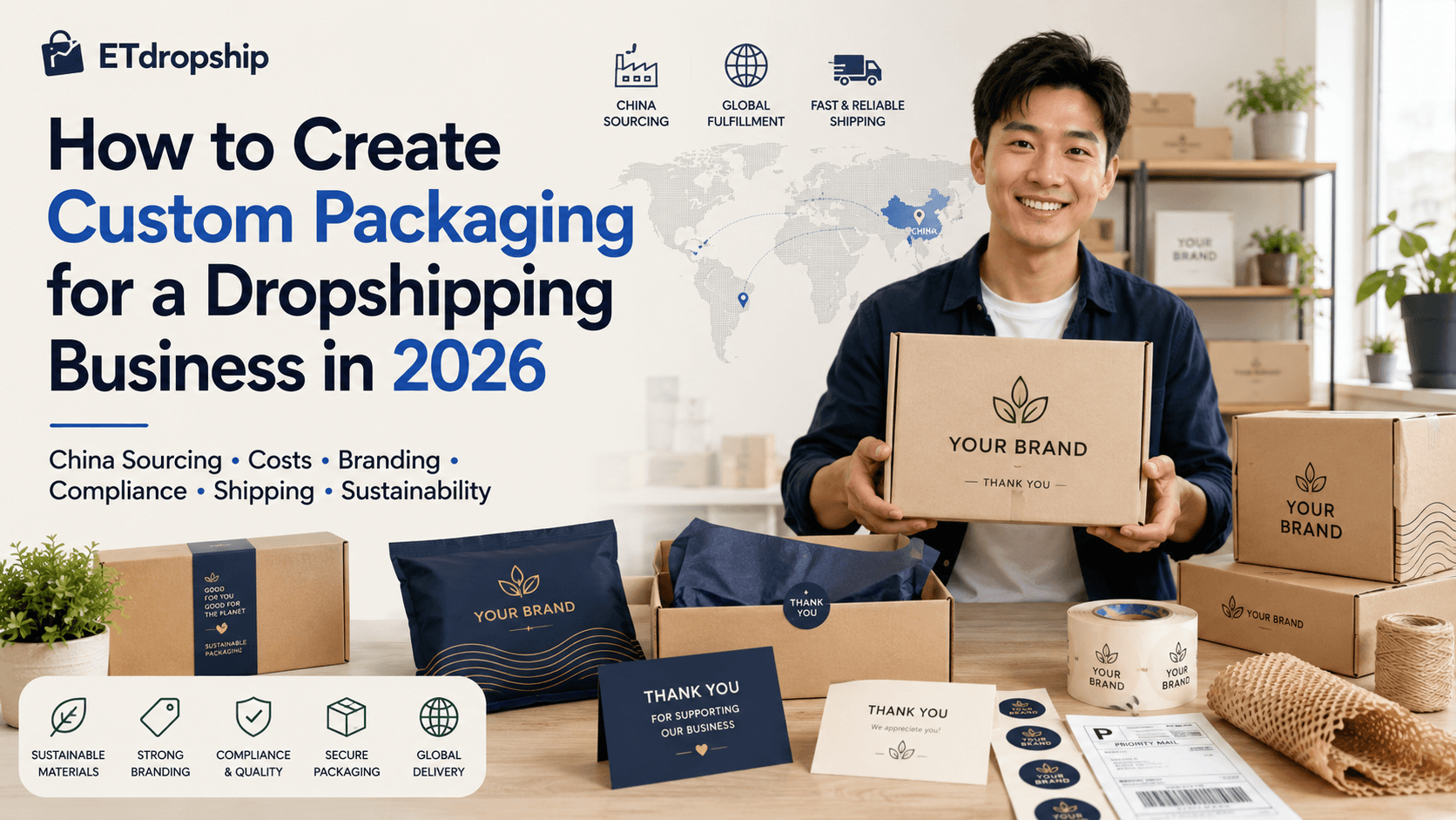 Cover image: How to Create Custom Packaging for a Dropshipping Business in 2026: A Complete Guide to China Sourcing, Suppliers, Costs, Branding, Compliance, Shipping, and Sustainable Solutions