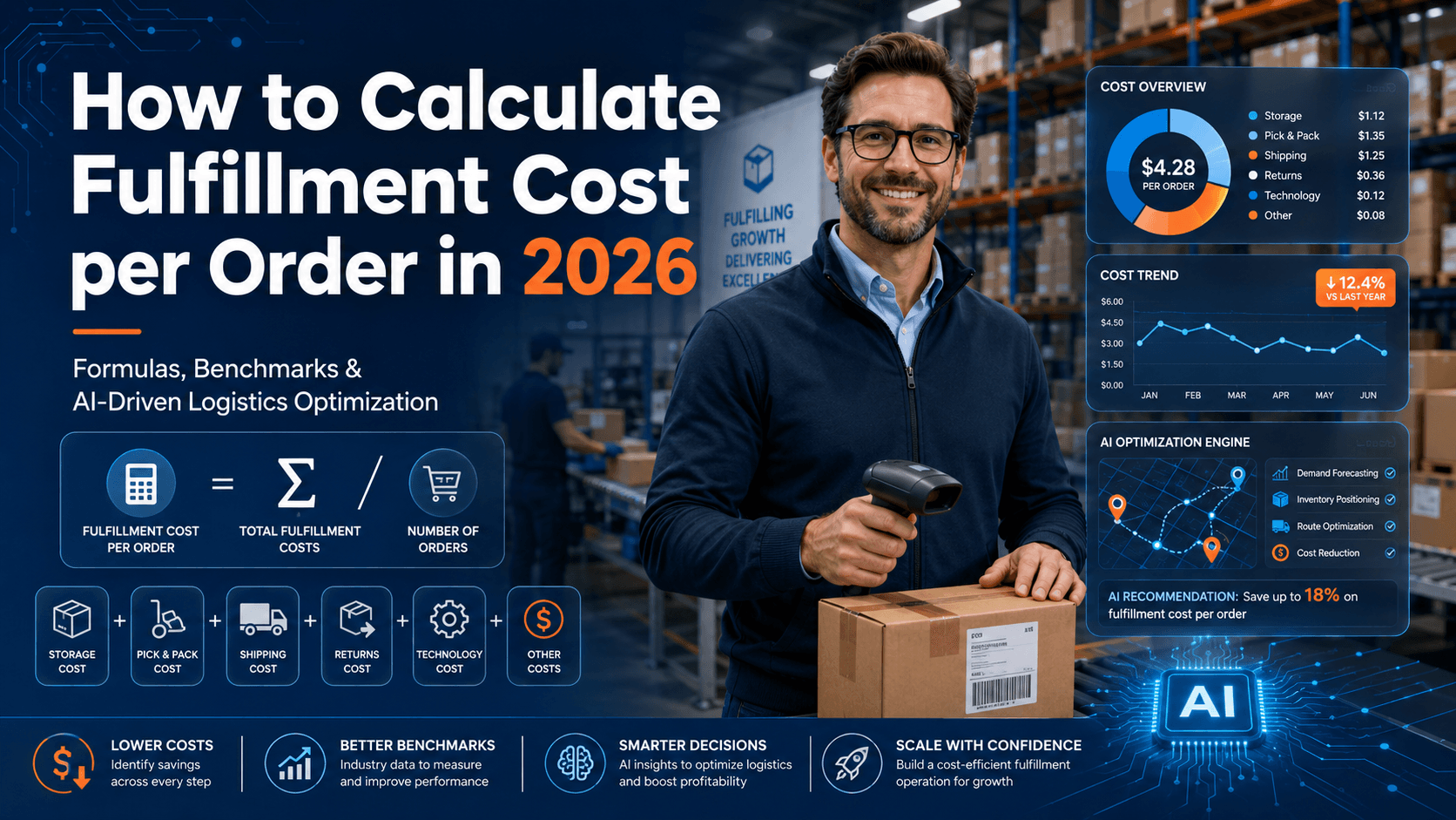 Cover image: How to Calculate Fulfillment Cost per Order in 2026: Formulas, Industry Benchmarks, Real-World Cases, and the Future of AI-Driven Logistics Optimization