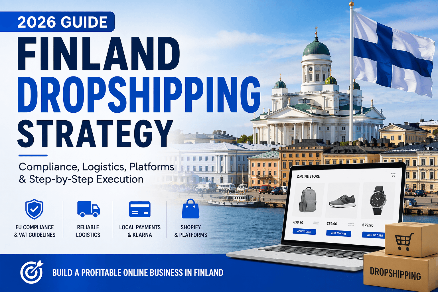 Cover image: Finland Dropshipping Guide 2026: Taxes, Platforms, Shipping & Practical Steps to Profitability